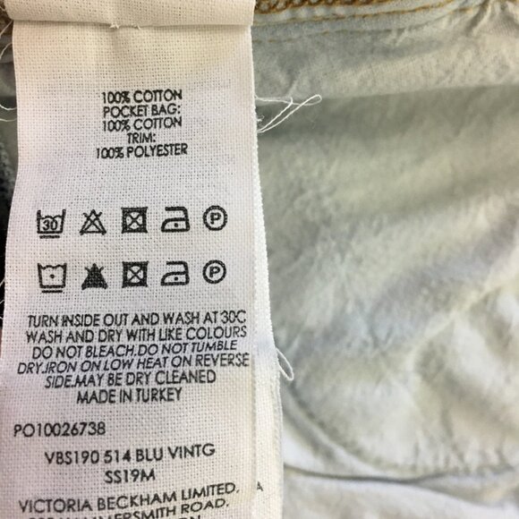 Victoria Beckham Womens Size 30 Blue Denim Shorts Side Striped 100% Cotton - Picture 14 of 15